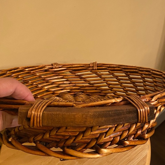 None Accents Round Basket With Wood Handle Poshmark